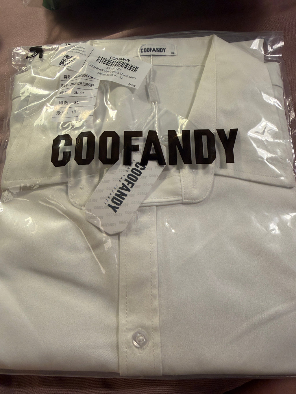 COOFANDY Men's Short Sleeve Stretch Dress Shirt – White