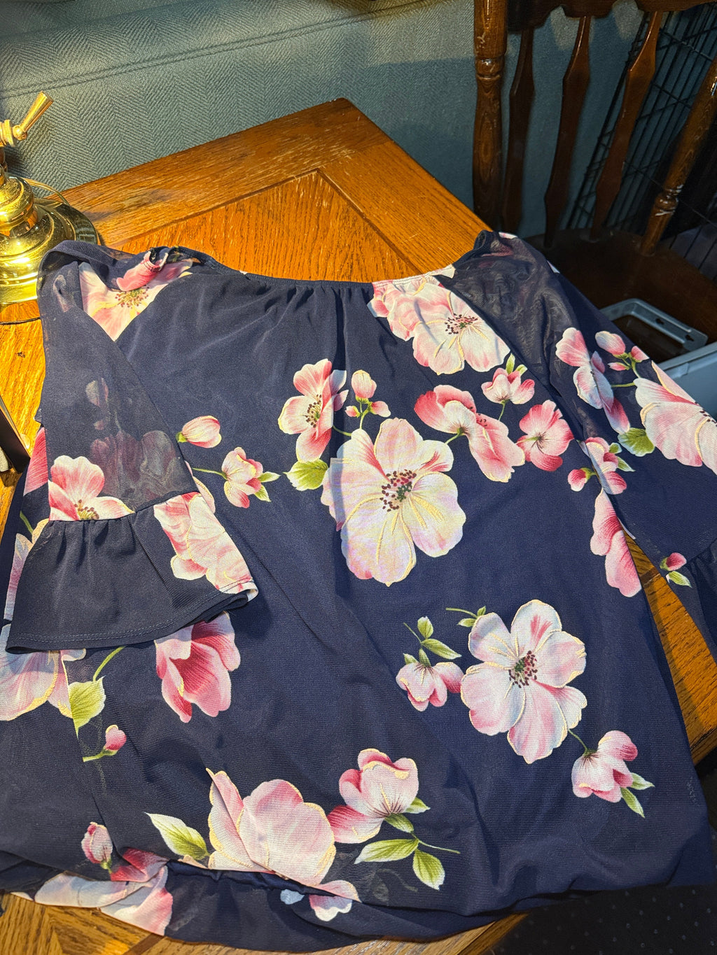 Espresso Floral Navy Blouse – Size M