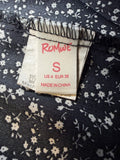 Romwe Women's Black Ditsy Floral Ruched Mini Skirt – Size Small