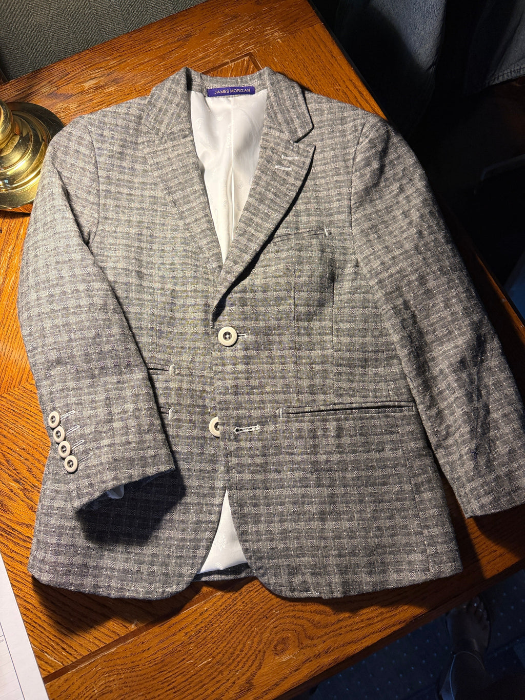 James Morgan Boys' Gray Linen Blazer – Size 7