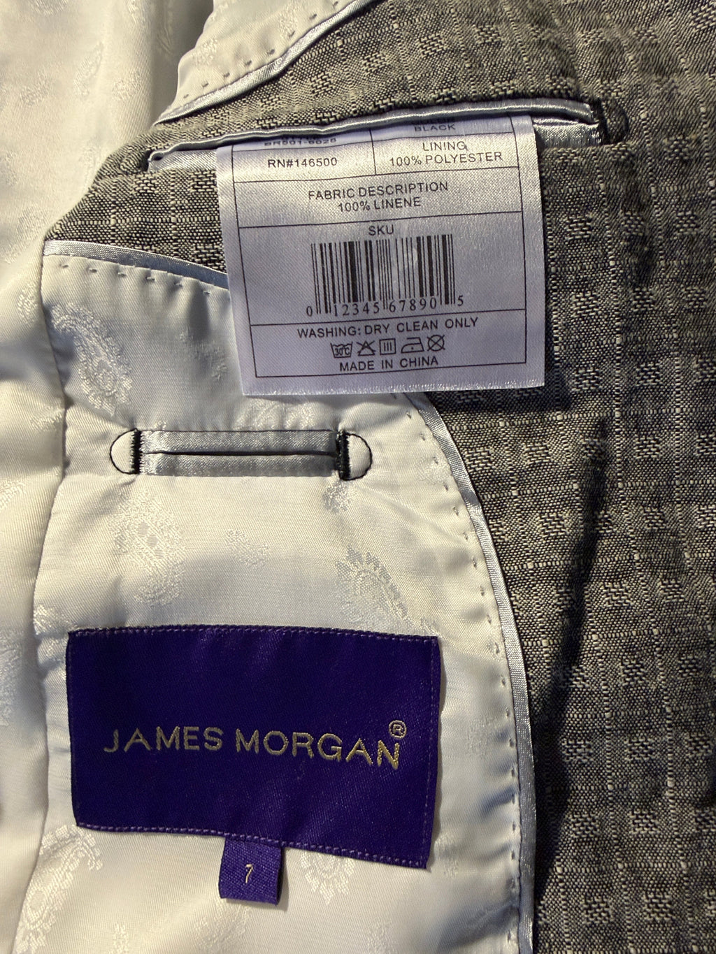 James Morgan Boys' Gray Linen Blazer – Size 7