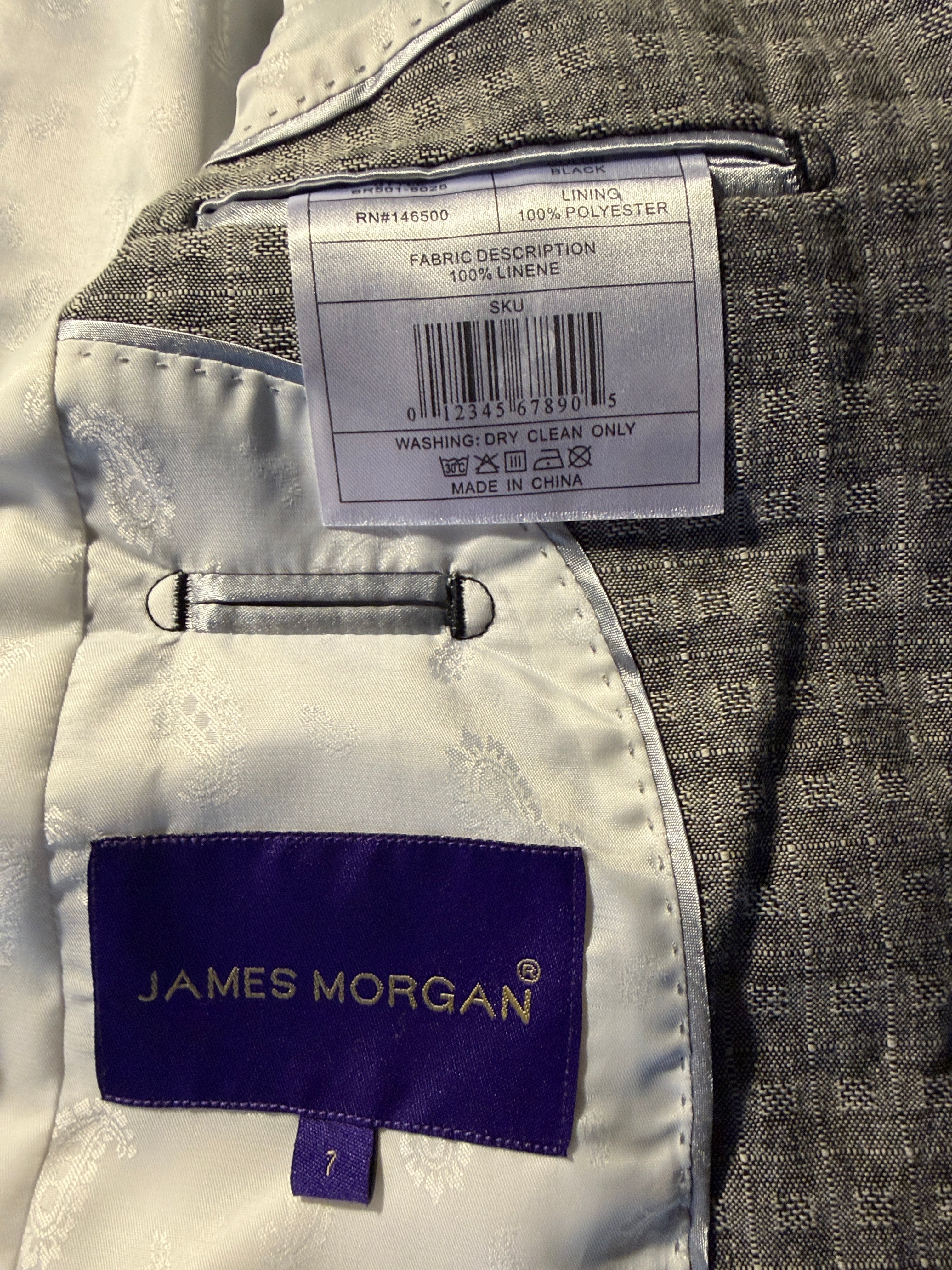 James Morgan Boys' Gray Linen Blazer – Size 7