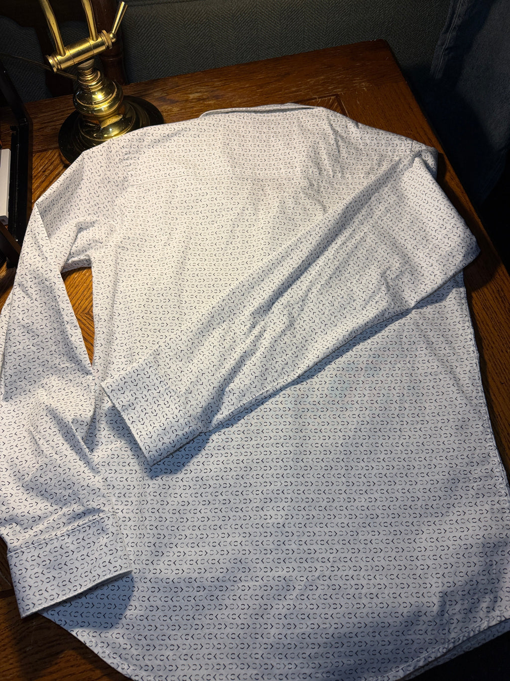 Calvin Klein youth White CK-Print Slim Fit Stretch Dress Shirt – Size 14 Regular