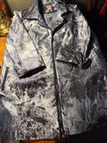 Chico's Silver Blue Jacquard Floral Coat Jacket – Size 00P (US 0/2P)