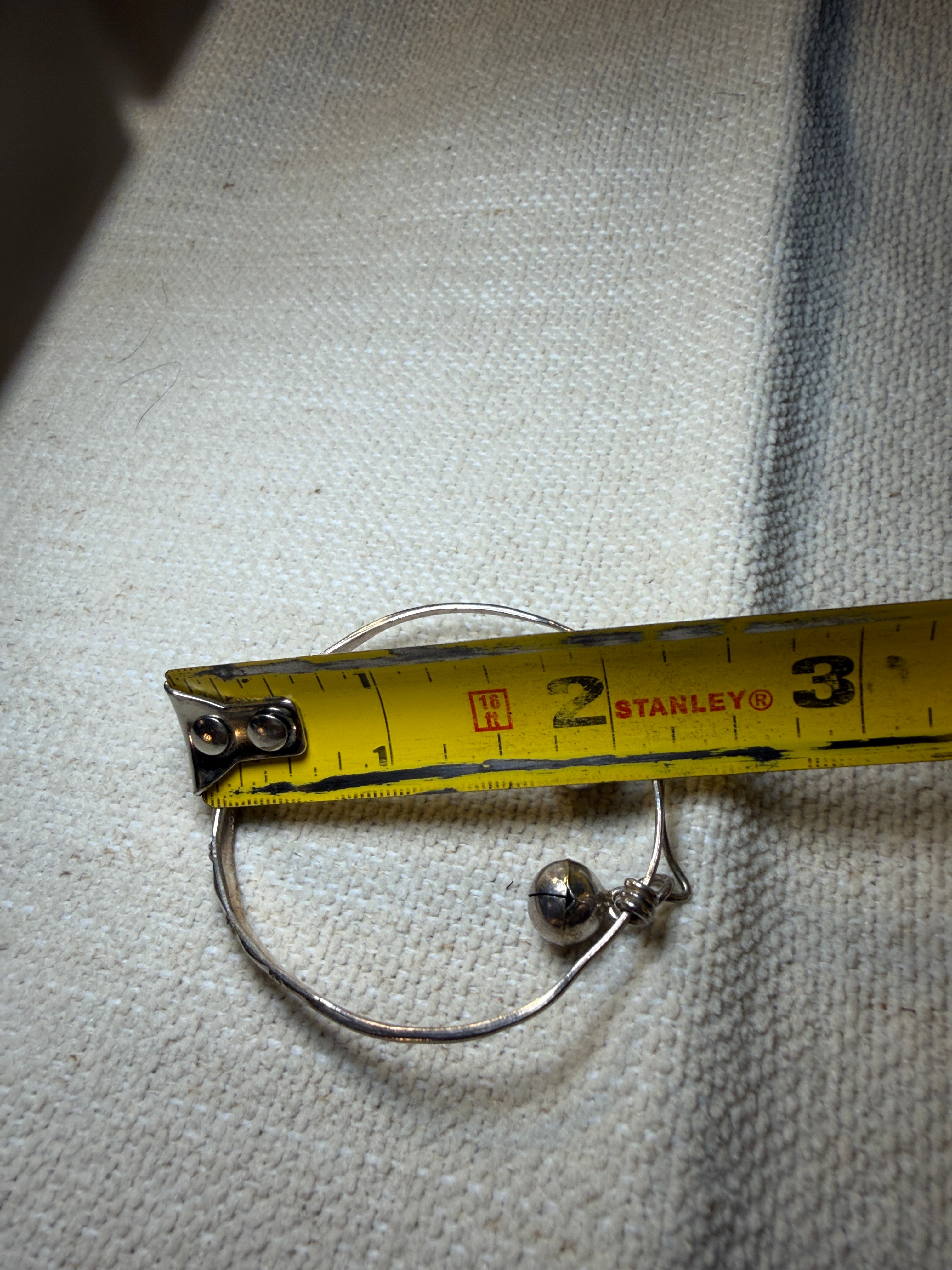 Silver Childs Wire Bangle Bracelet with Double Ball Charms
