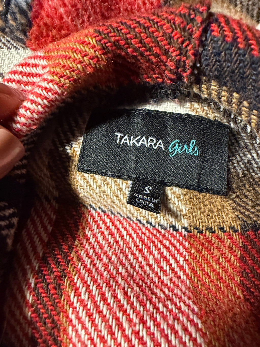 Takara Girls Plaid Hooded Vest with Fringe – Size Small