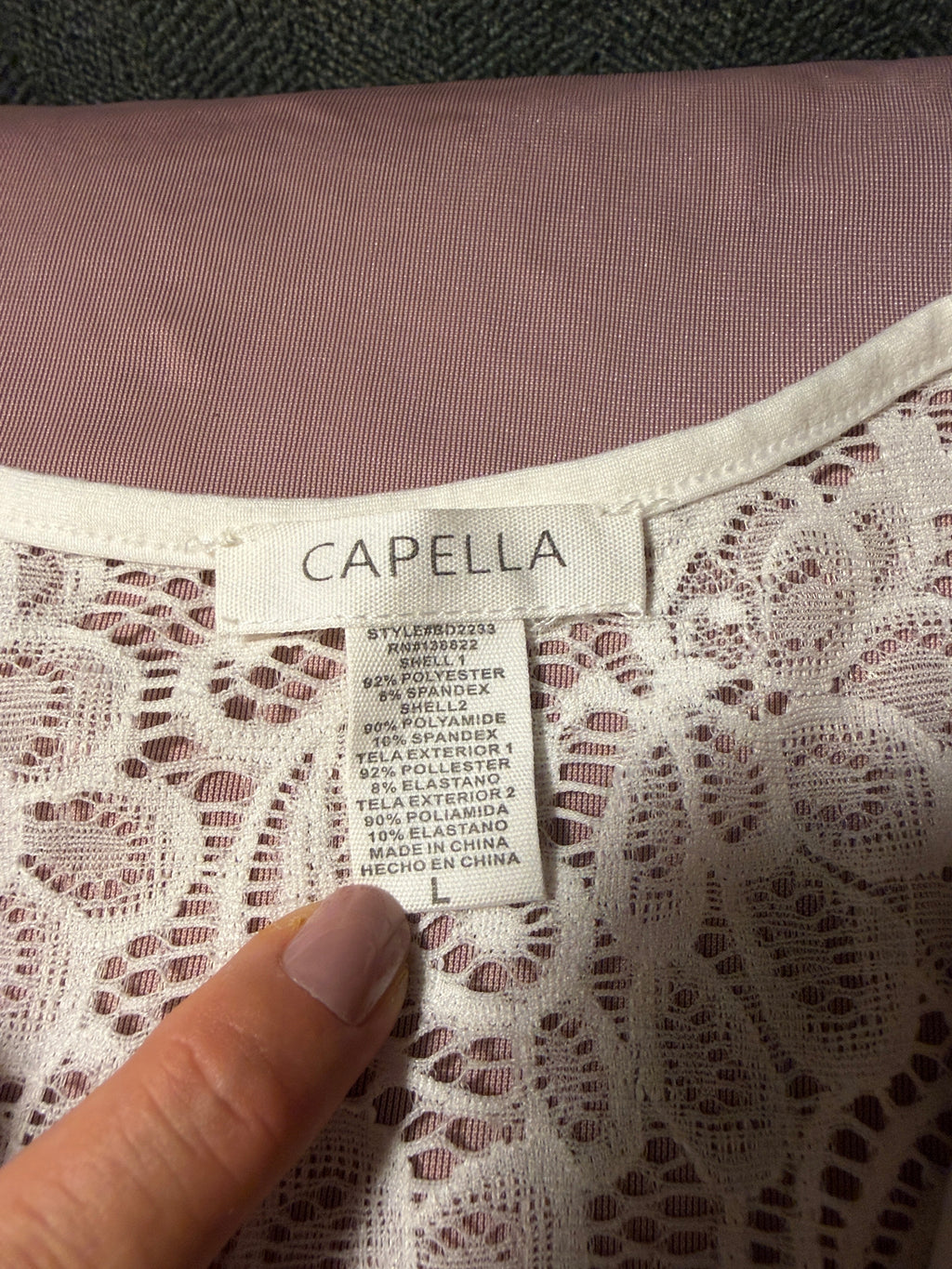 Capella White Lace Bodice Dress – Size Large