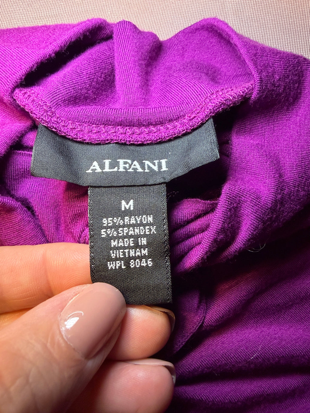 Alfani Women's Mock-Neck Long-Sleeve Top – Magenta, Size M