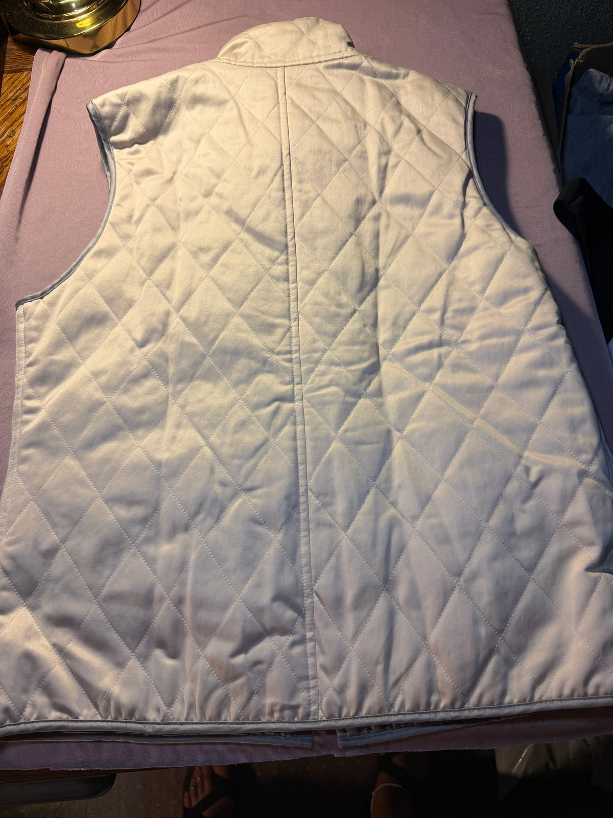 Cream/Grey Quilted reversible Zip-Up Vest – Mock Neck