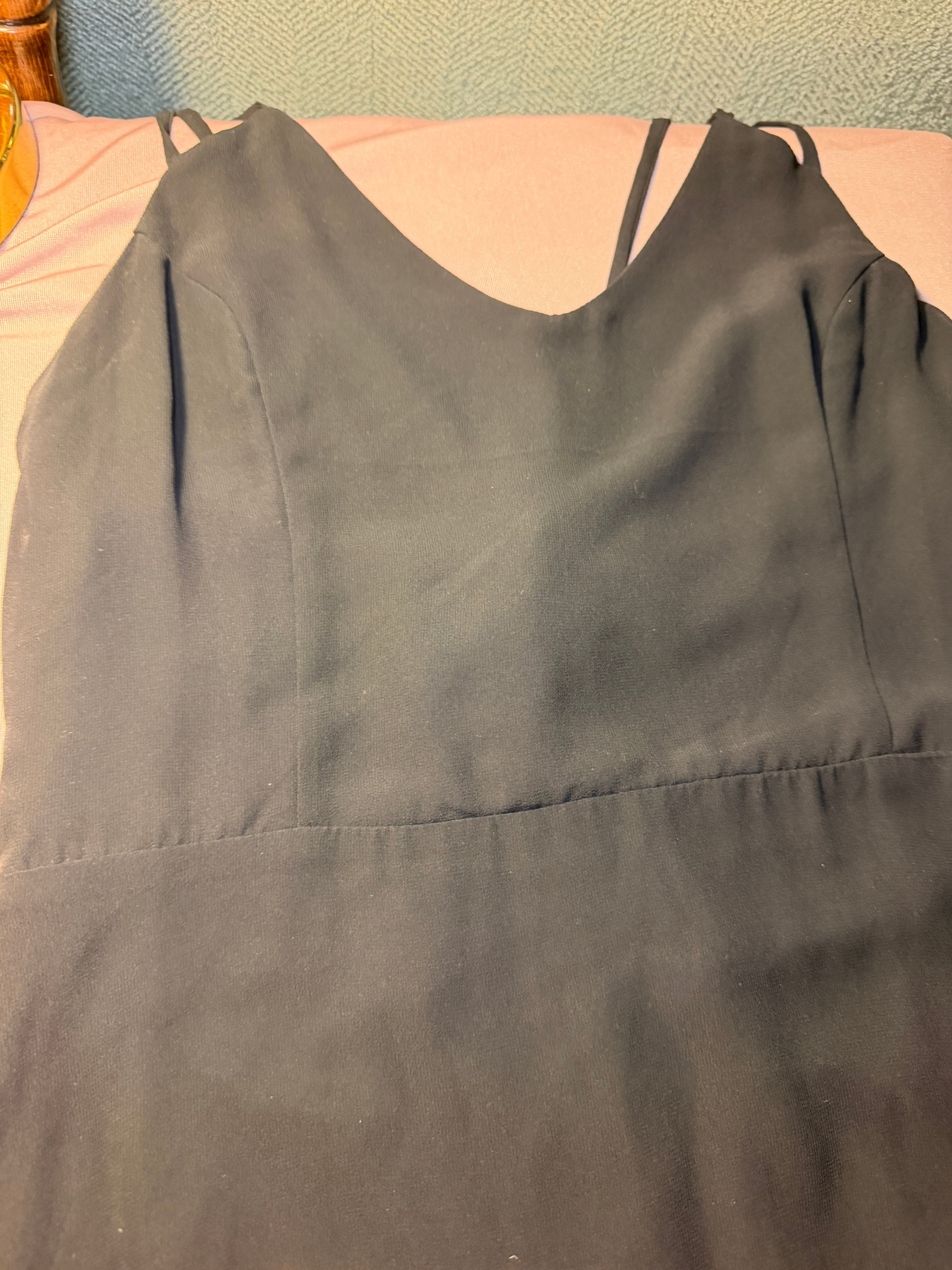 Slate Black Lace-Up Back Maxi Dress – Spaghetti Strap