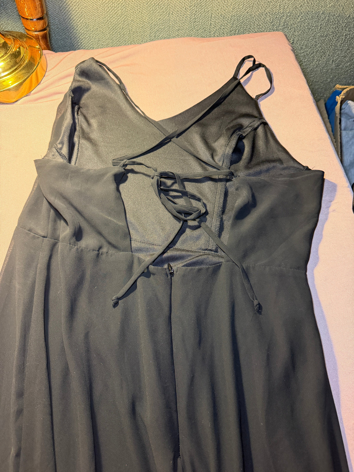 Slate Black Lace-Up Back Maxi Dress – Spaghetti Strap