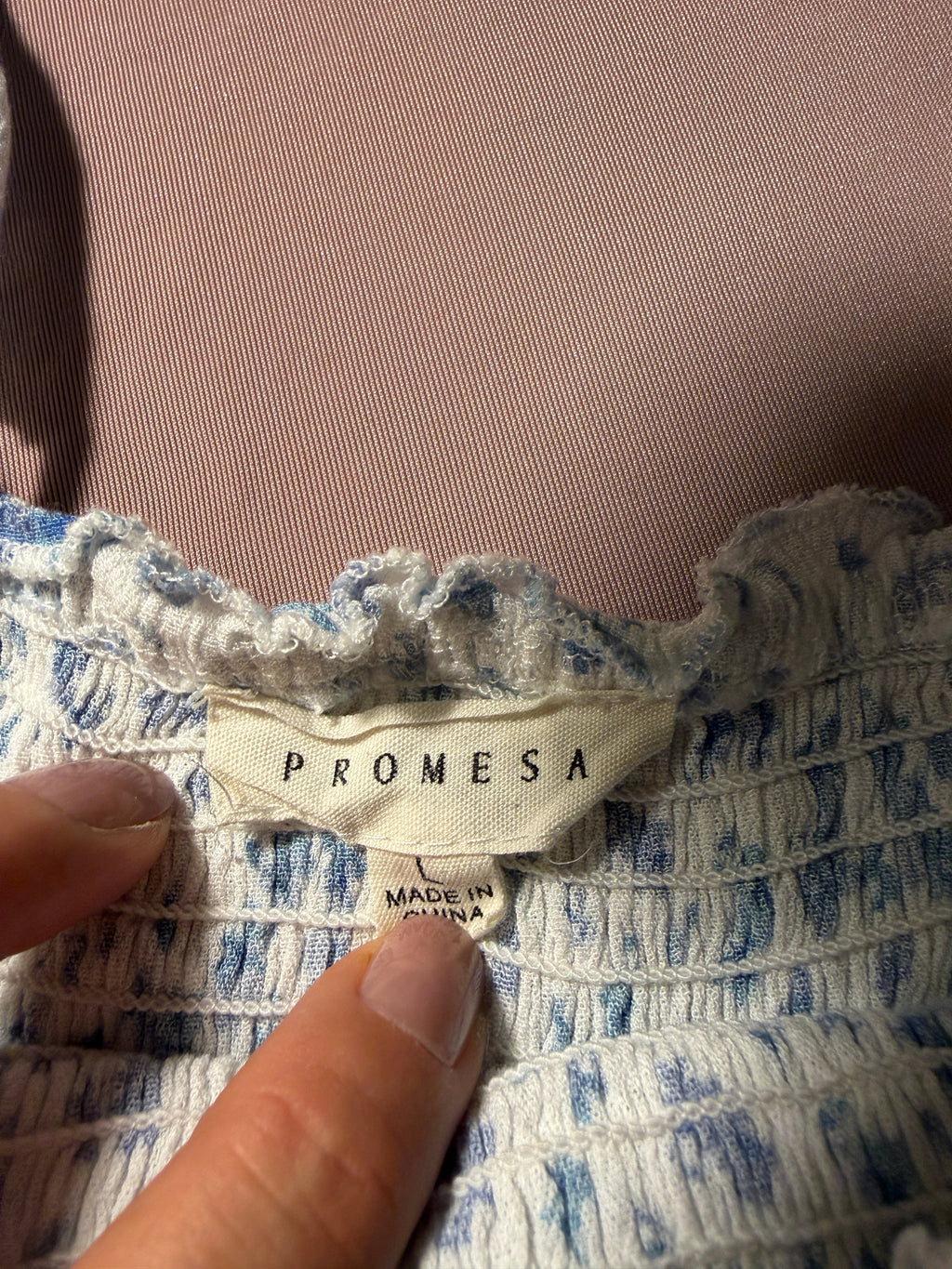Promesa Blue Floral Smocked Sundress – Tie-Front Spaghetti Strap