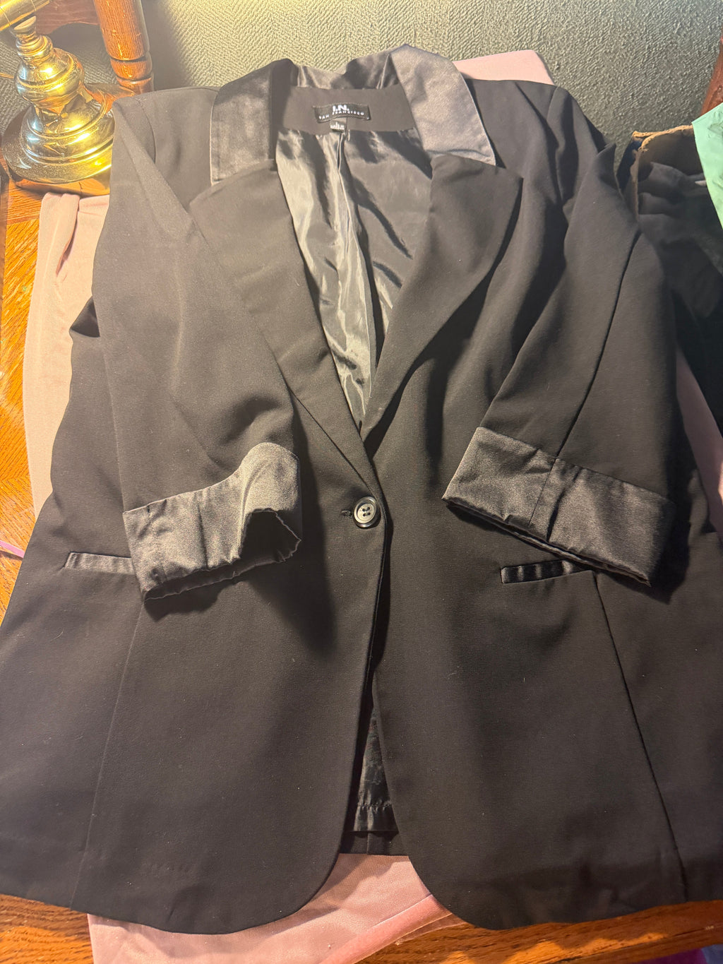 Axcess by Liz Claiborne Black Satin-Trim Blazer – Size L