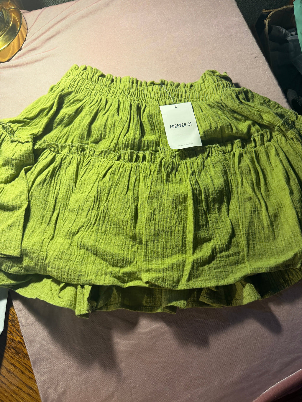 Forever 21 Olive Green Tiered Ruffle Mini Skirt