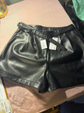Primark Black Faux Leather Belted Shorts – Size 6 NWT
