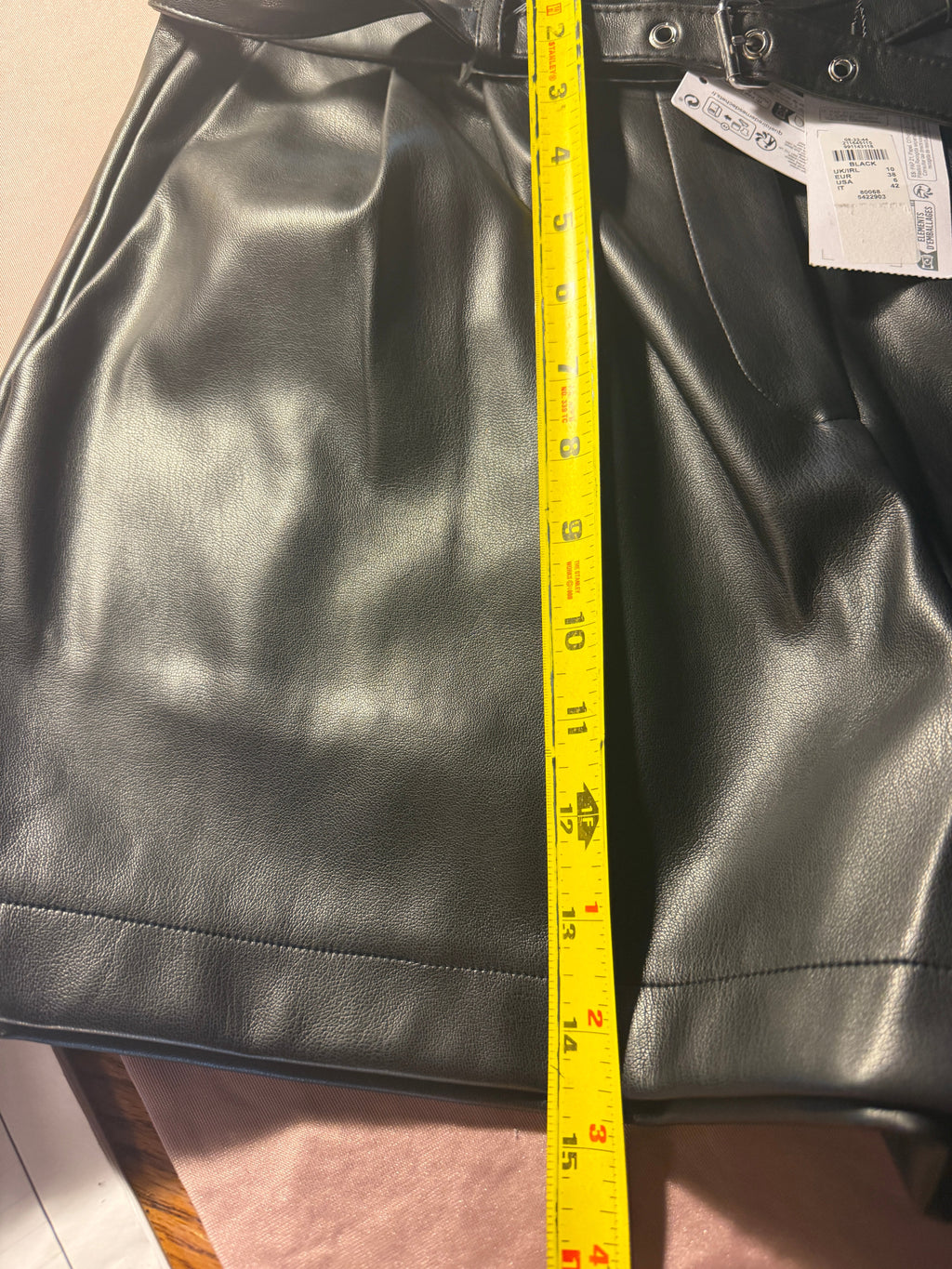 Primark Black Faux Leather Belted Shorts – Size 6 NWT