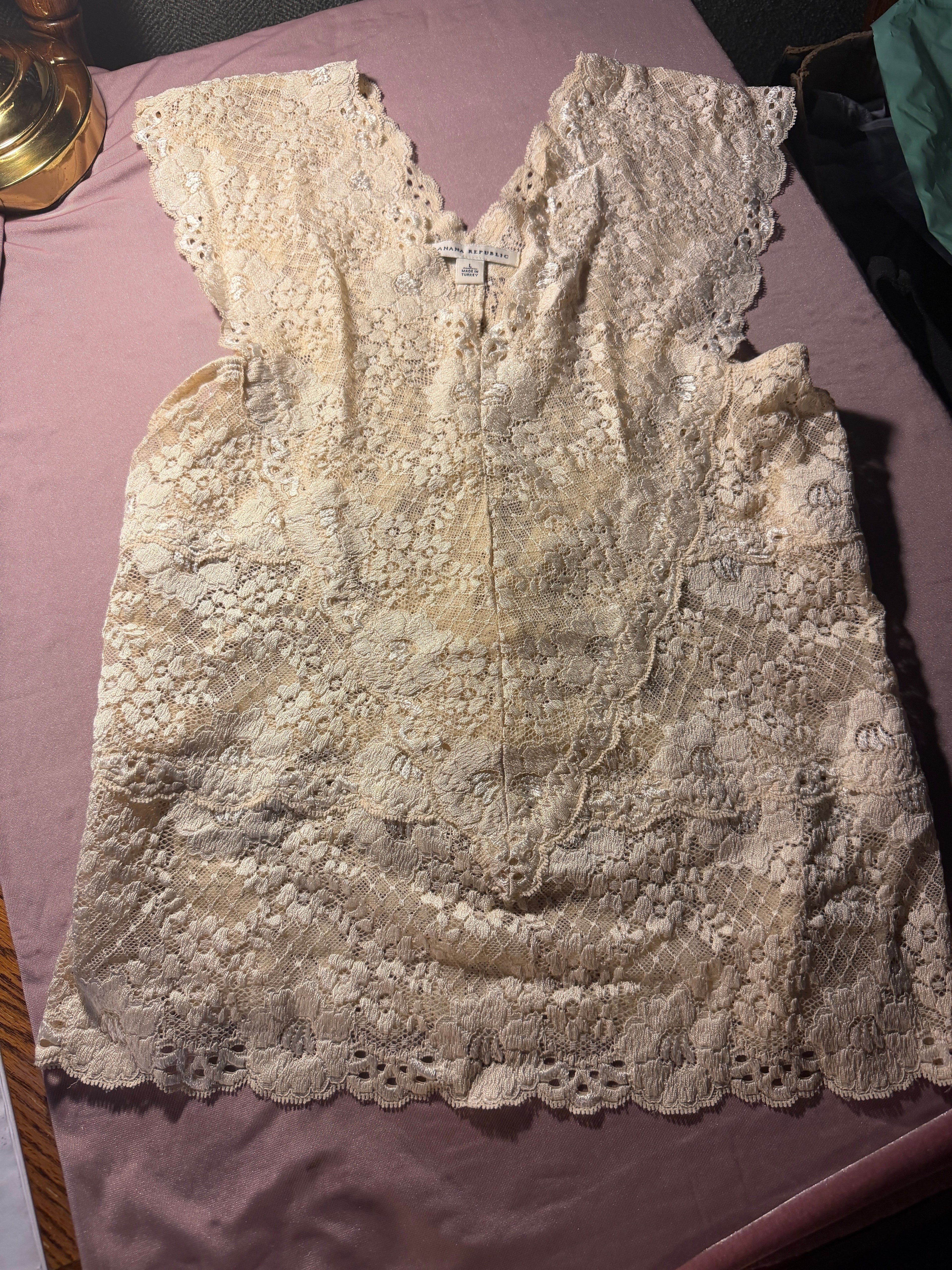 Banana Republic Ivory Lace Mini Dress