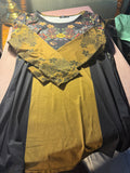 Lily by Firmiana Colorblock Floral Midi Dress – Mustard & Black