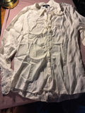 Rafaella Ruffle Front Button-Down Blouse – Size Medium