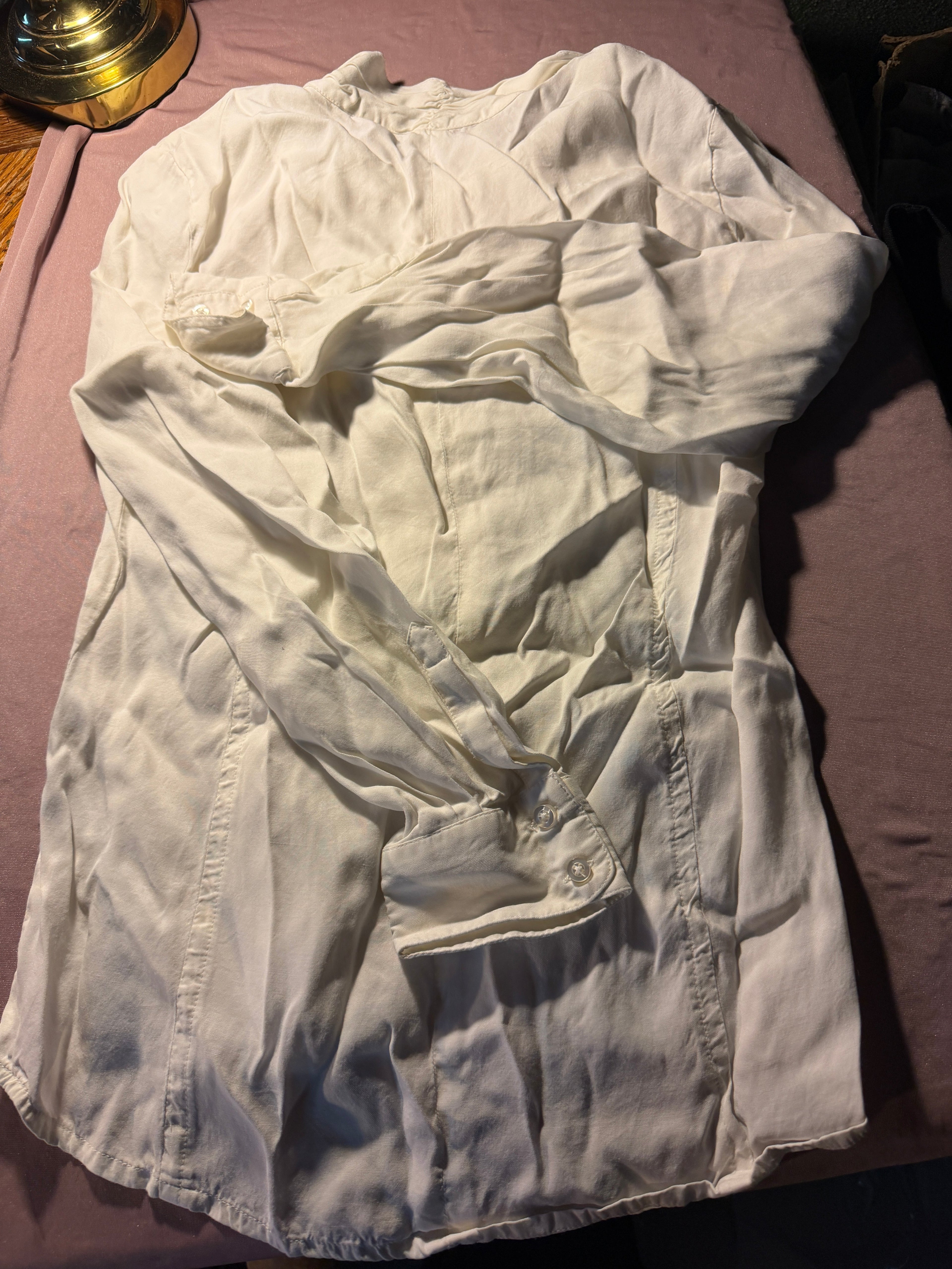 Tapemeasure Smocked Sleeve Button-Down Blouse – Size 10