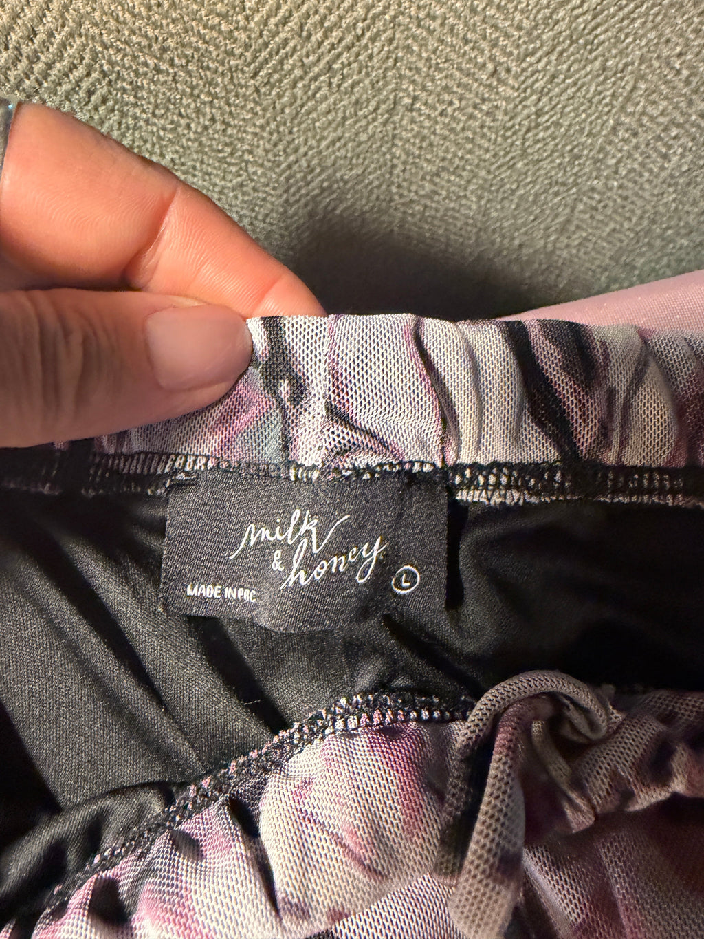 Milk & Honey Marble Print Wide-Leg Drawstring Pants – Size Large