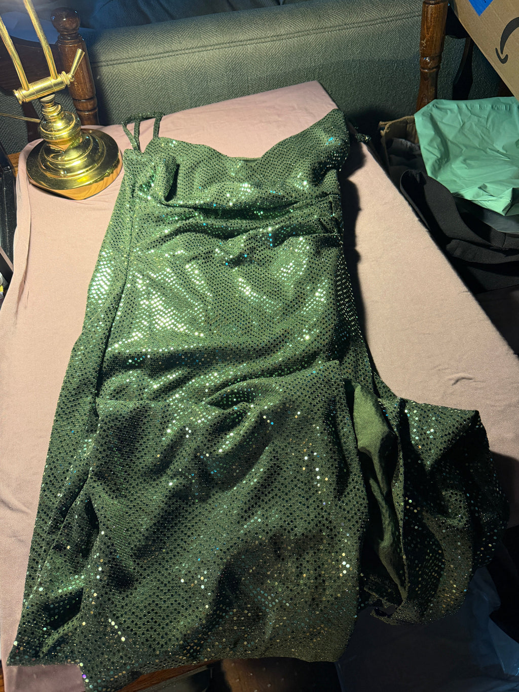 Green Sequin Maxi Dress – Size M