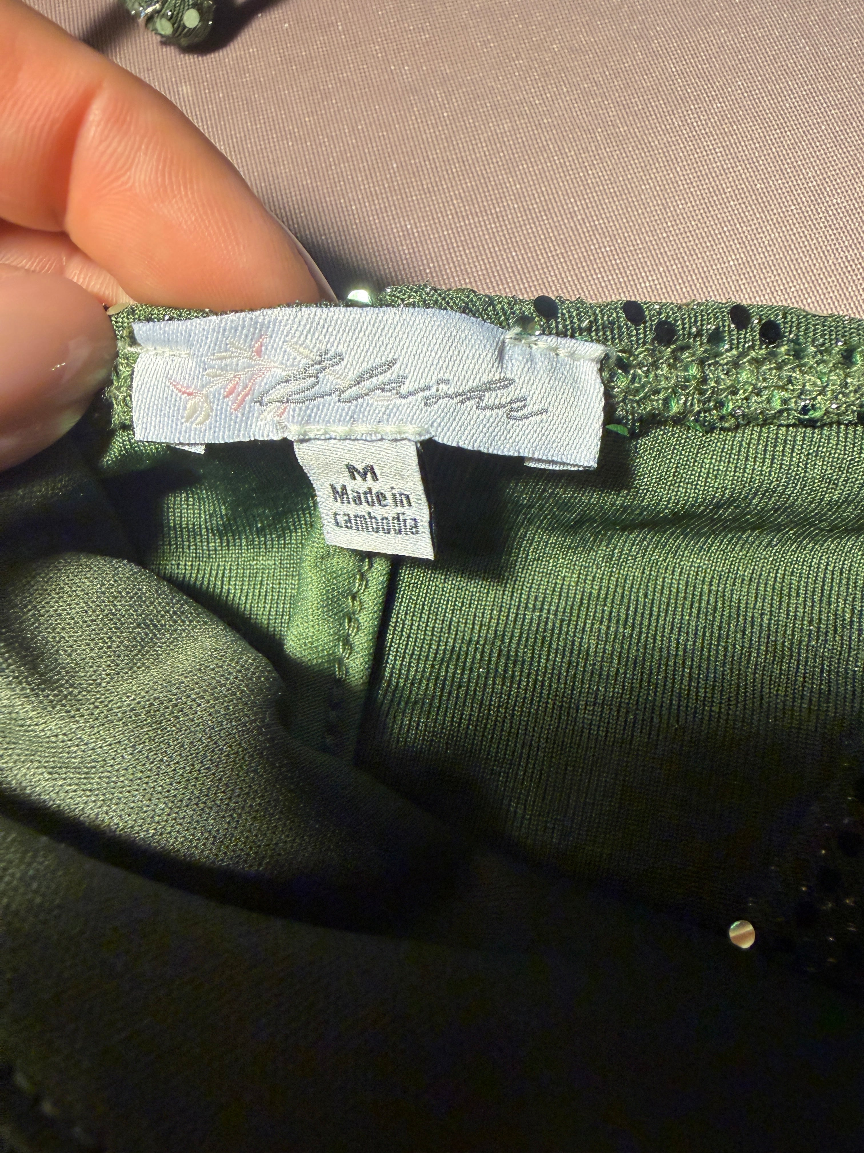 Green Sequin Maxi Dress – Size M