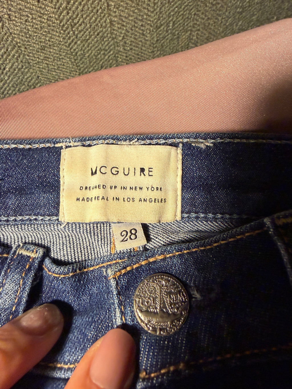 McGuire Medium Wash High-Rise Wide-Leg Jeans – Size 28