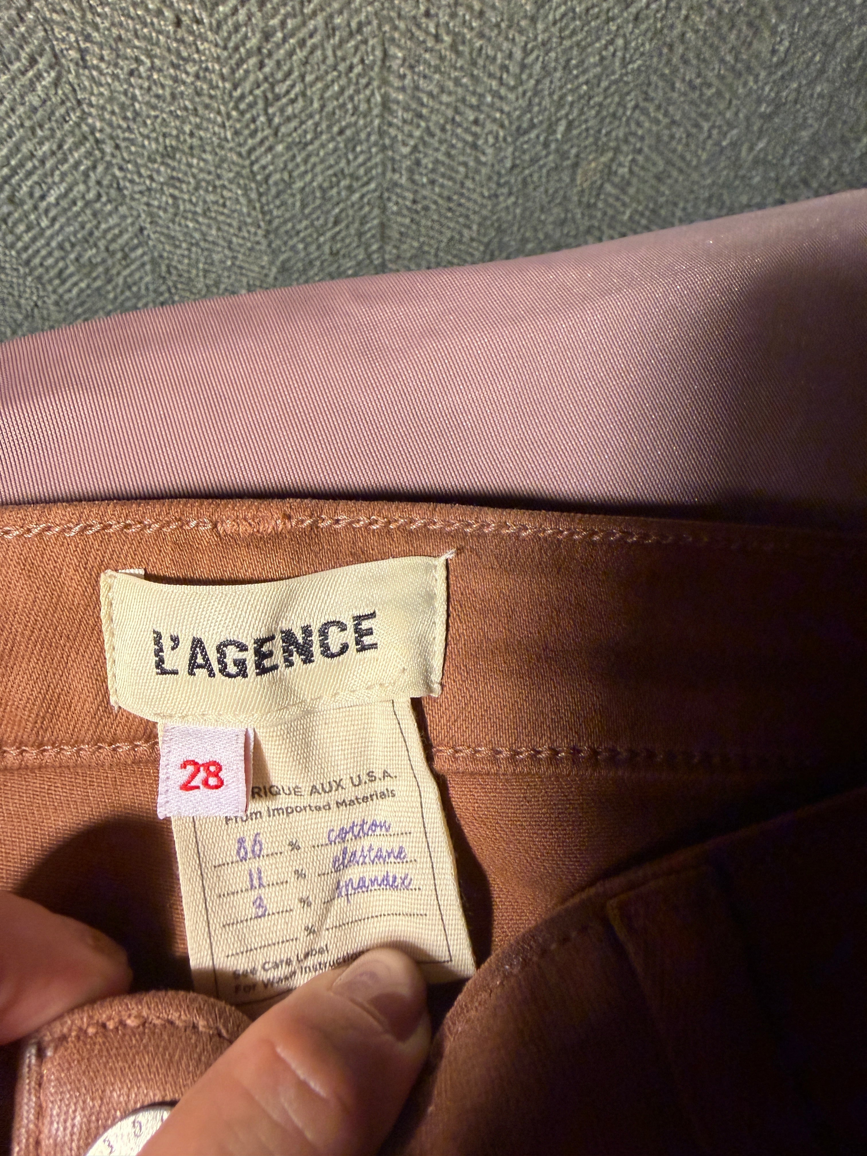 L'Agence Gold Metallic Coated Wide-Leg Jeans – Size 28