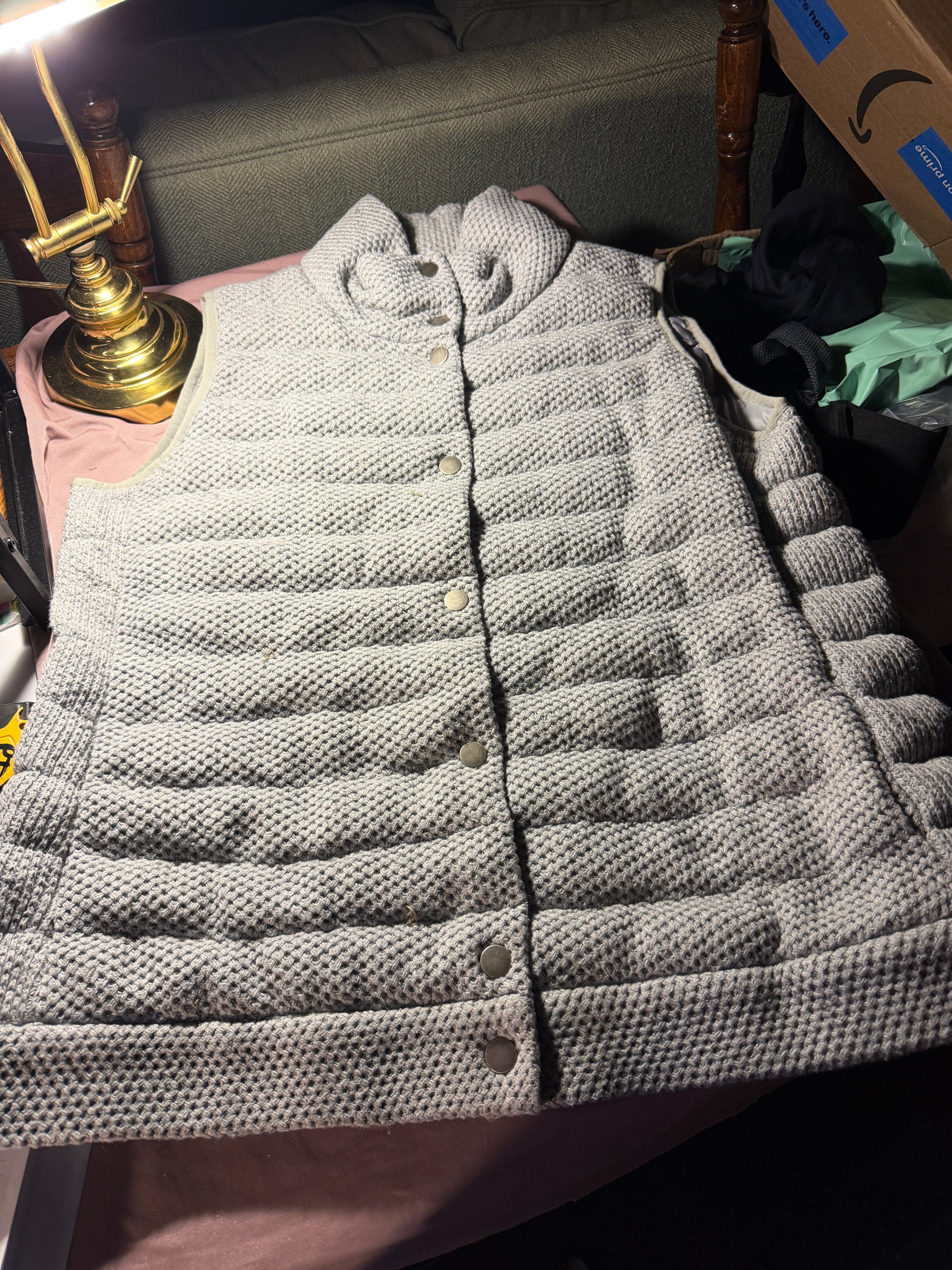 Symphony by A.F. Gray Chunky Knit Snap Vest – Size XL