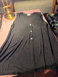 Charcoal Sleeveless Button-Front Swing Dress / Long Vest