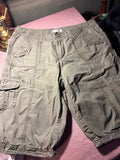 Olive Cargo Capri Shorts with Elastic Waist & Cuffs