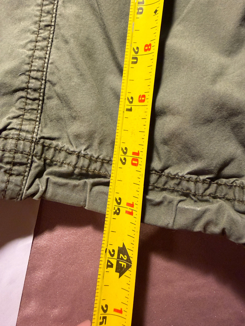 Olive Cargo Capri Shorts with Elastic Waist & Cuffs