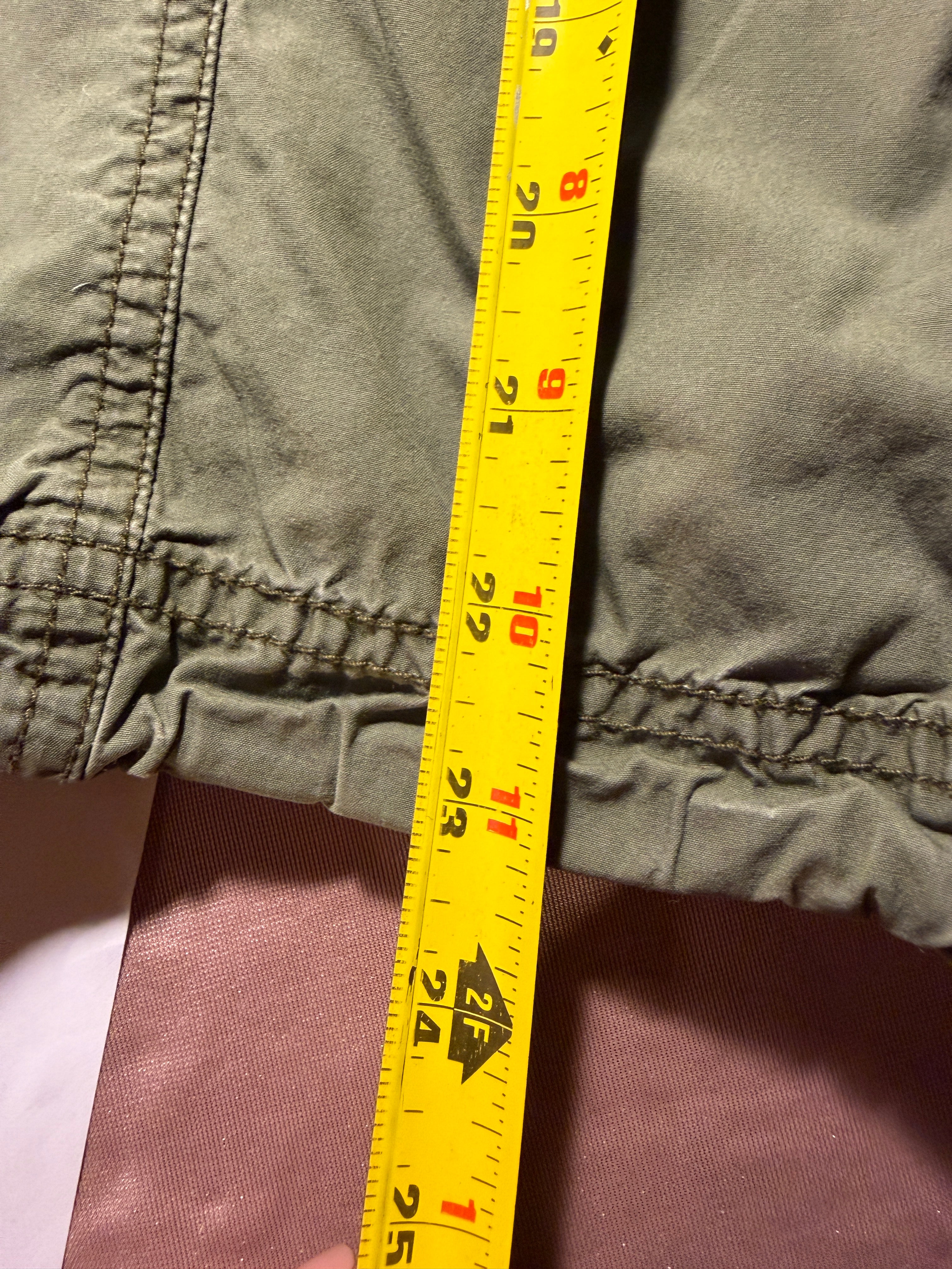Olive Cargo Capri Shorts with Elastic Waist & Cuffs