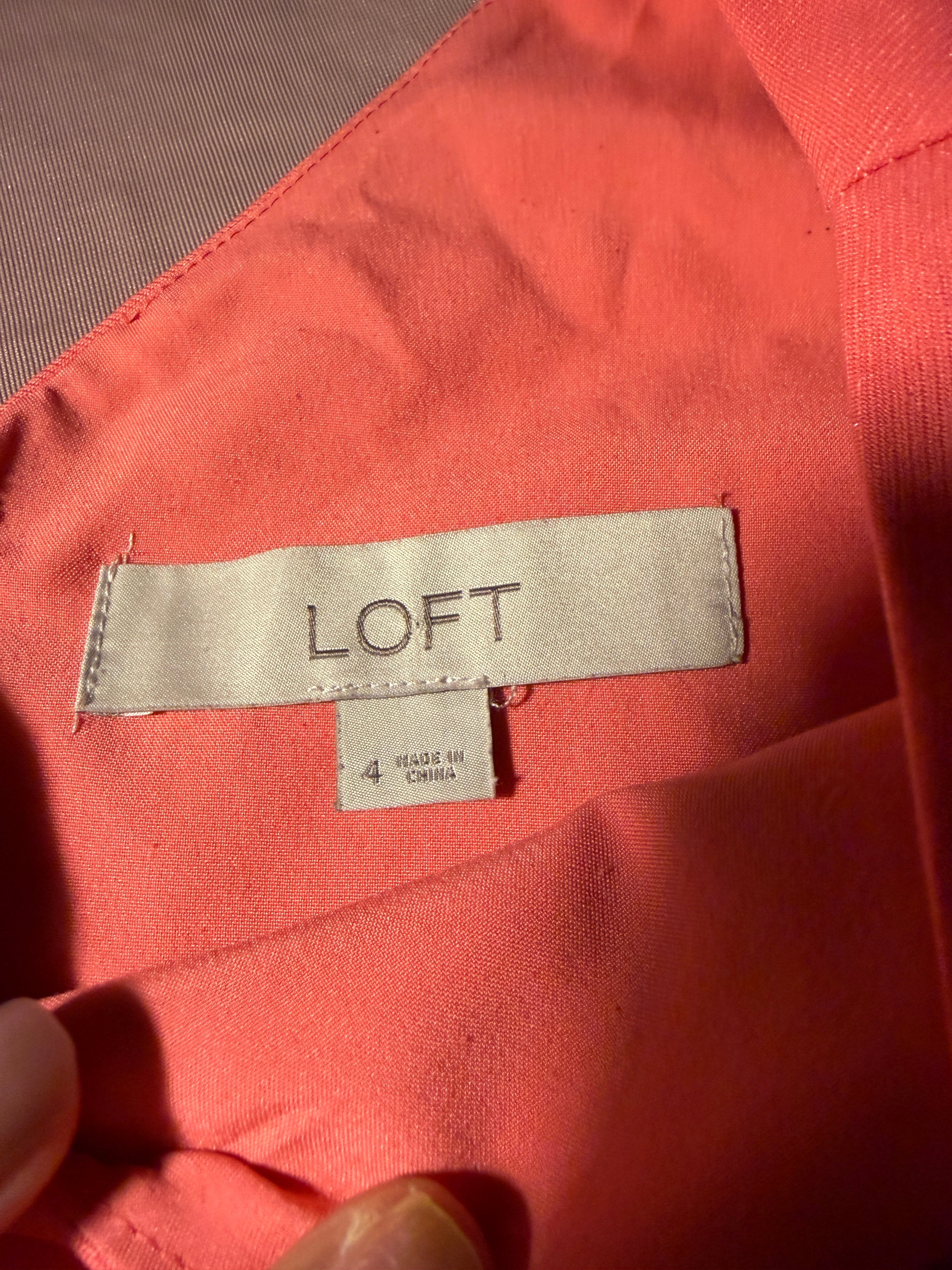 LOFT Coral Sleeveless Mini Dress - Size 4