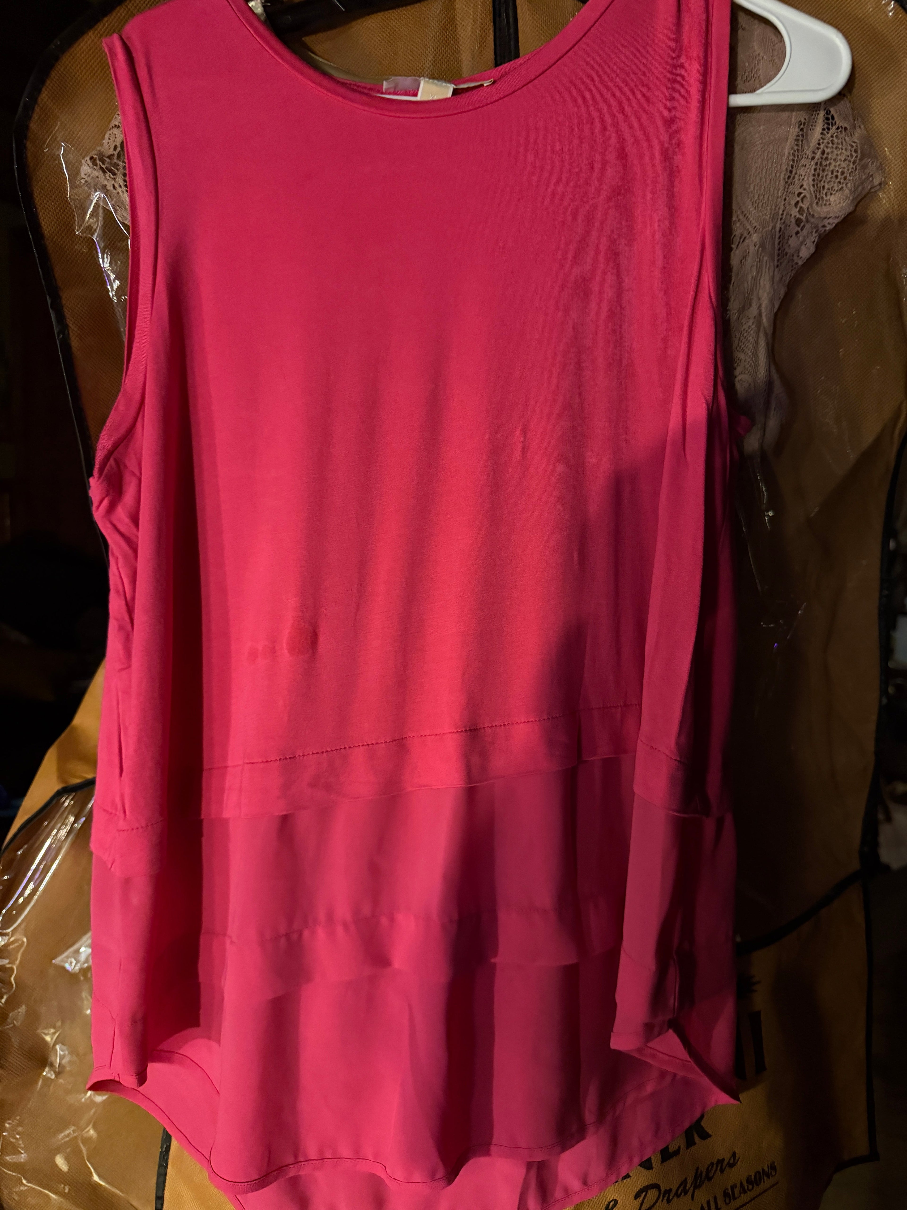 Michael Kors-Hot Pink Tiered Sleeveless Top
