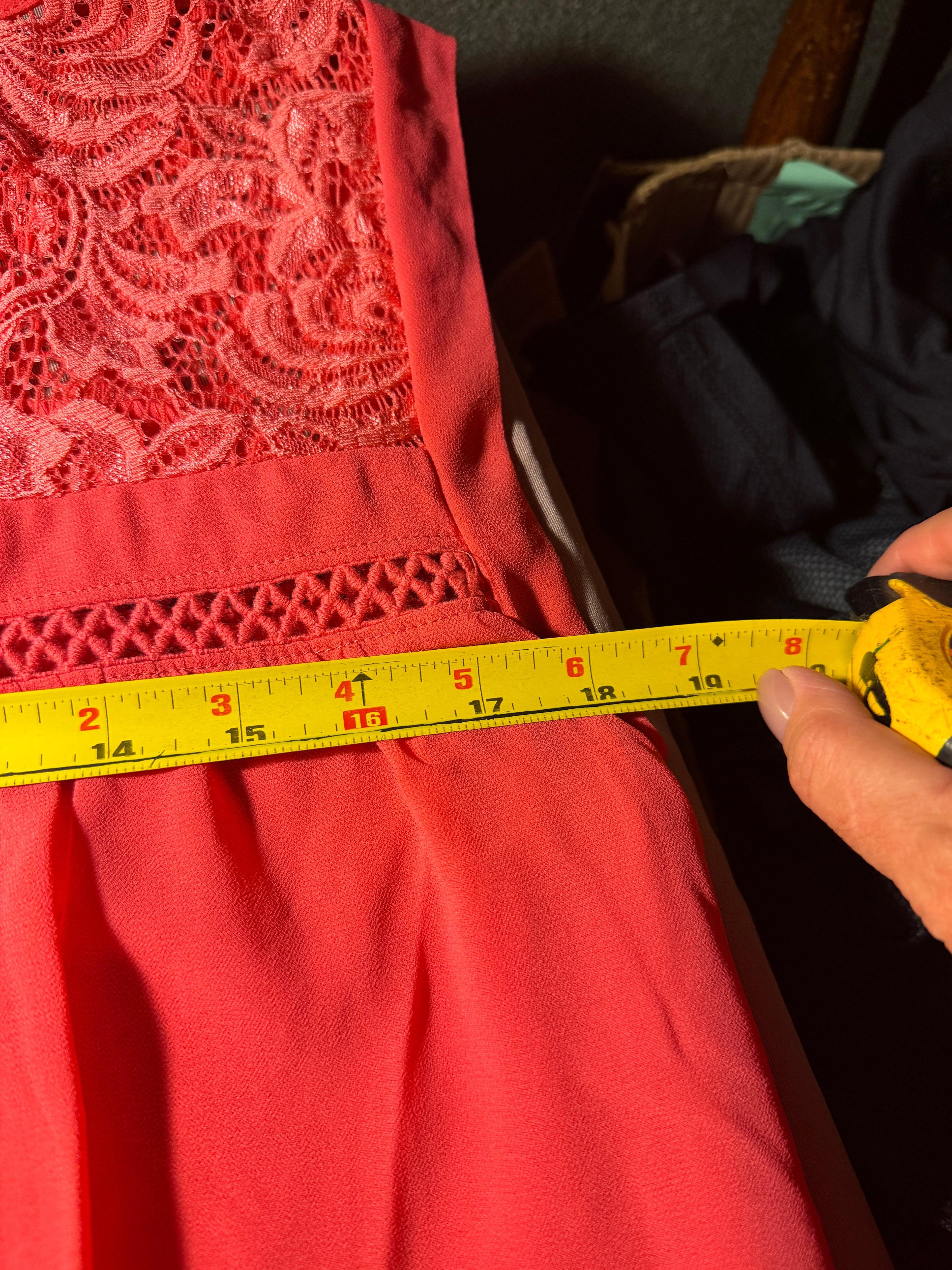 Speechless Coral Lace-Yoke Dress – Size L
