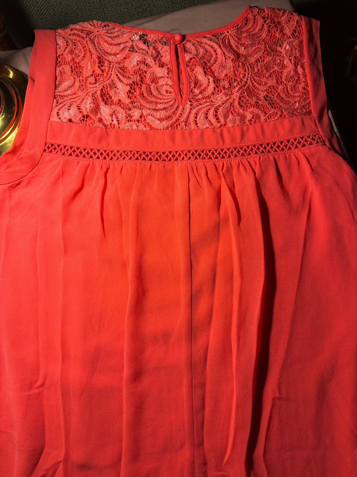 Speechless Coral Lace-Yoke Dress – Size L