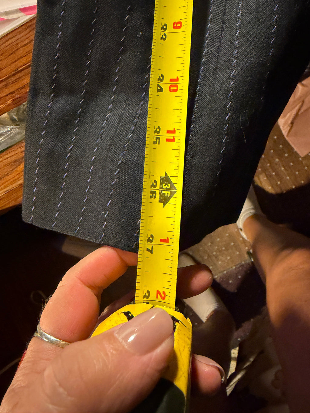Dark Charcoal Pinstripe Suit Set – Blazer & Trousers Small