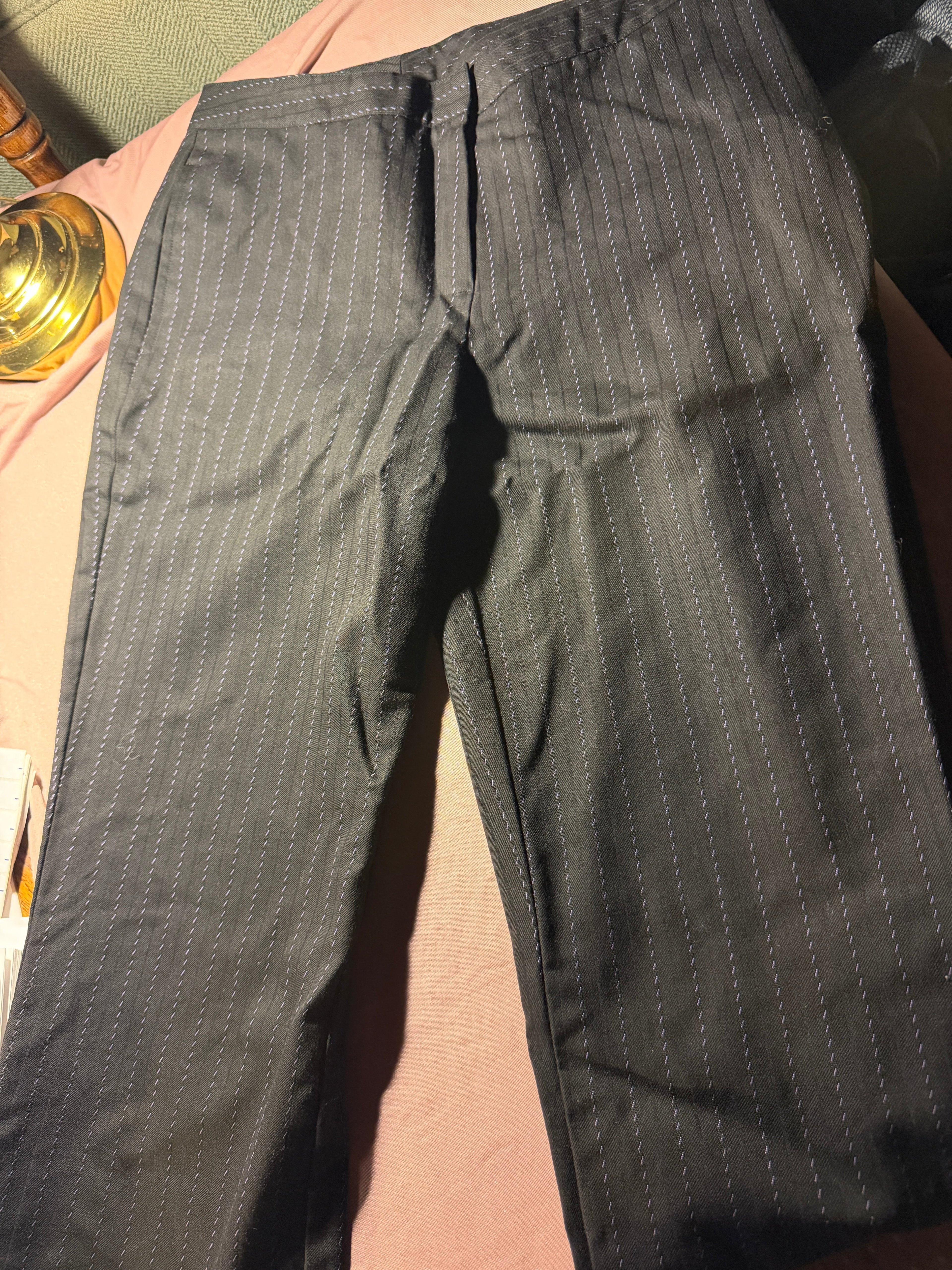 Dark Charcoal Pinstripe Suit Set – Blazer & Trousers Small