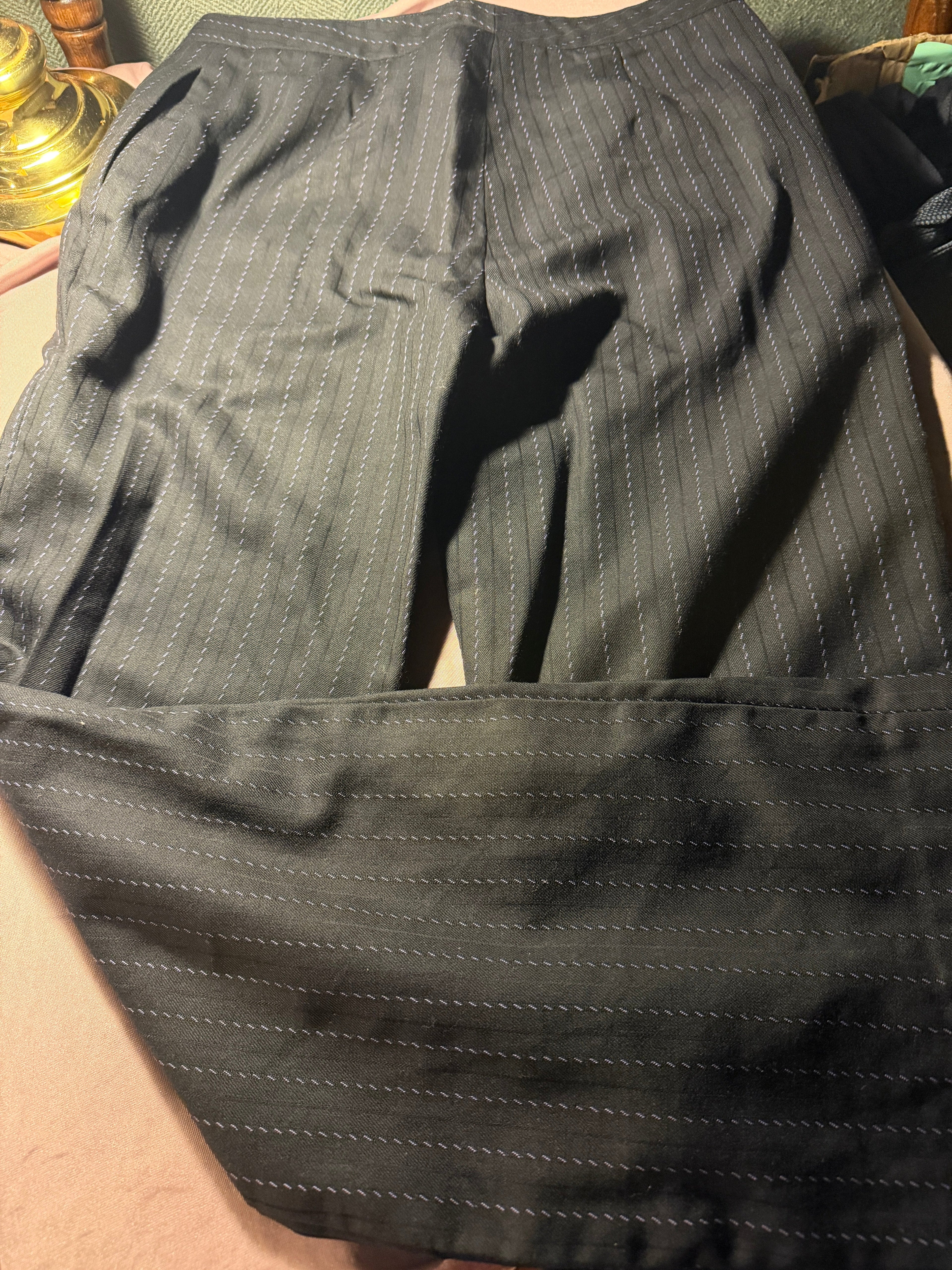 Dark Charcoal Pinstripe Suit Set – Blazer & Trousers Small