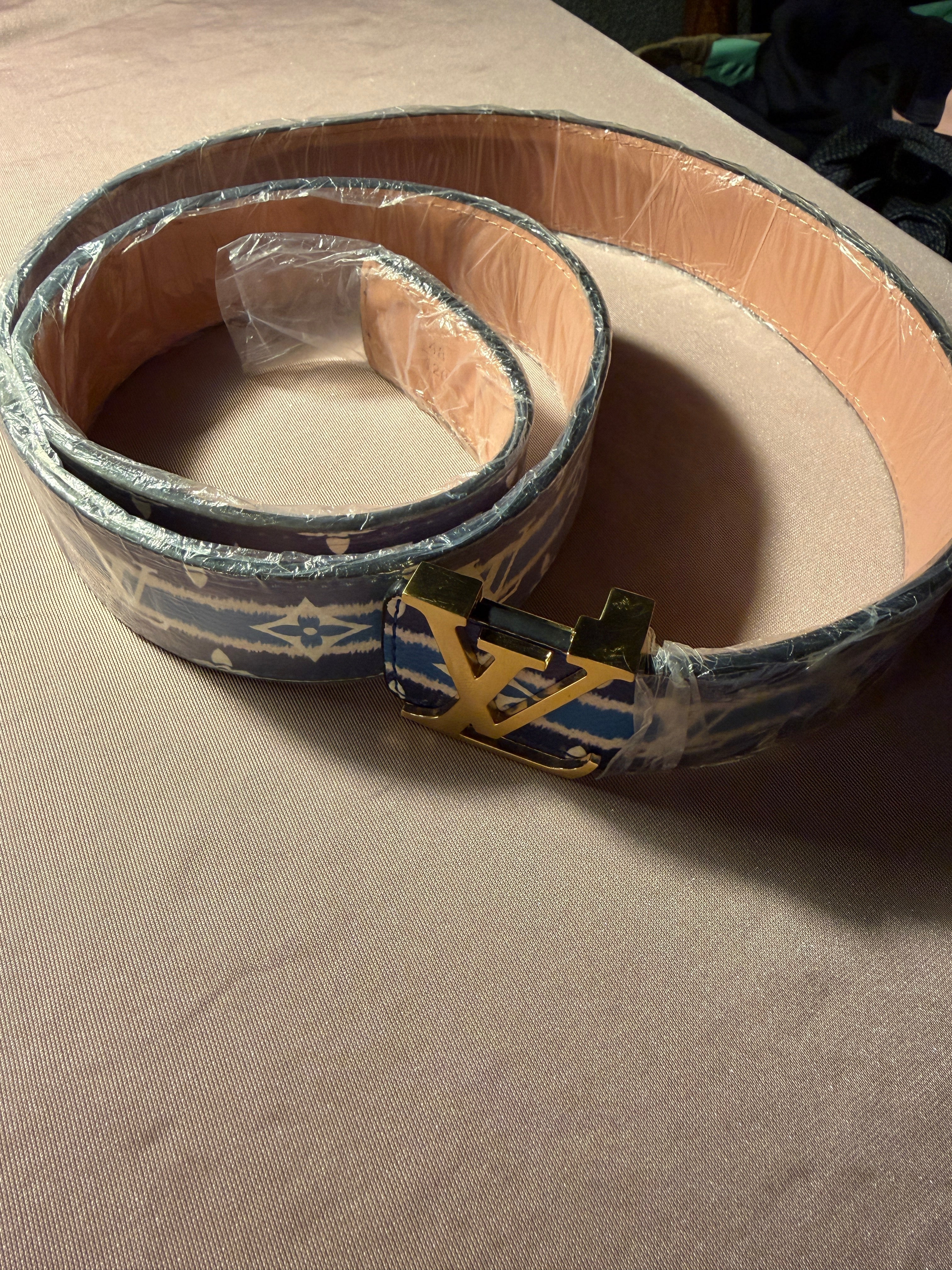 Fashion Belt – Blue Monogram Print, Size 48/120 (New in Box)