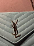 YSL Quilted Envelope Chain Bag – Powder Blue