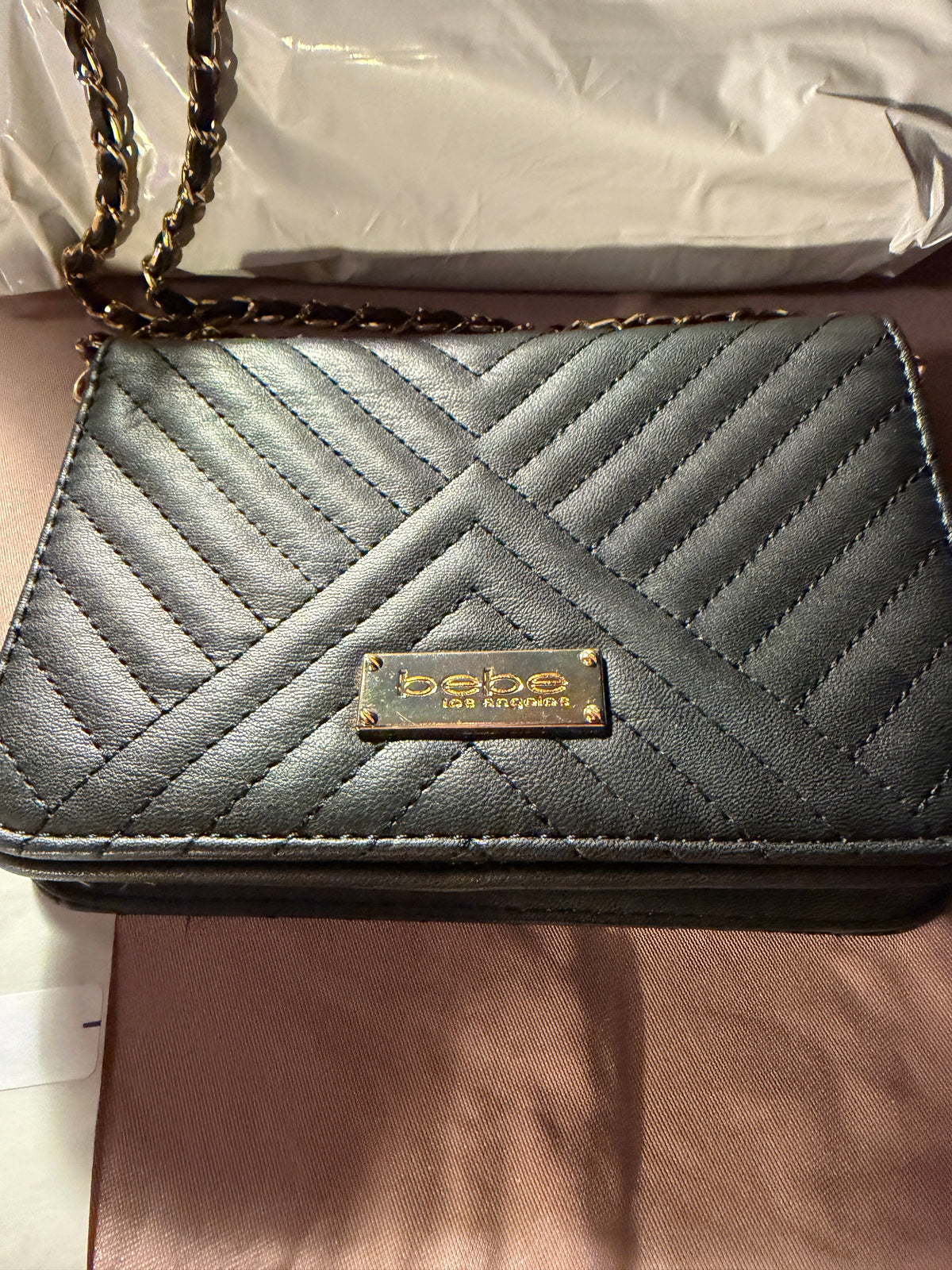 Bebe Los Angeles Black Quilted Crossbody Bag