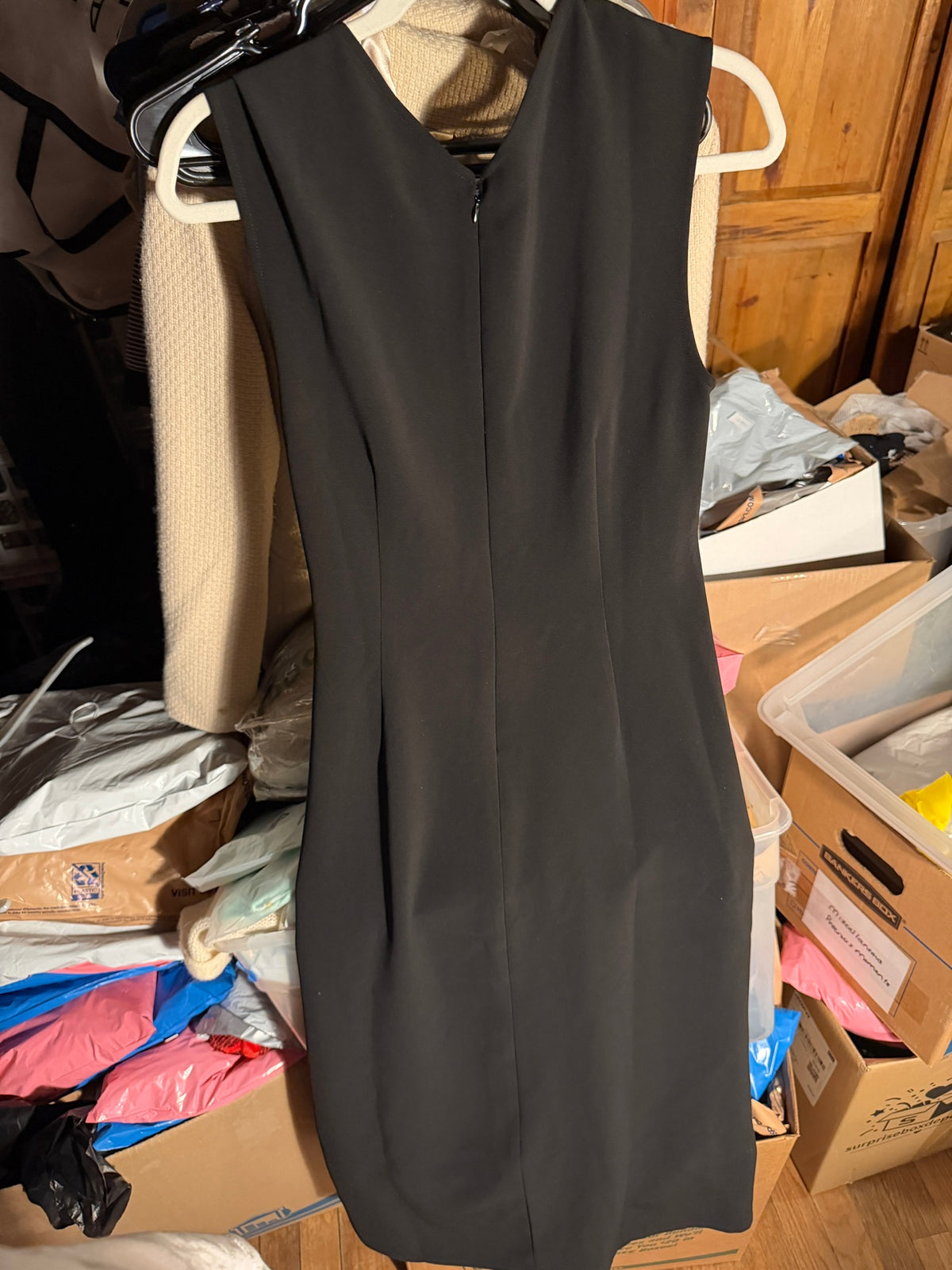 LUXELY Black Sleeveless Belted Midi Dress, Size 6 - New with Tags