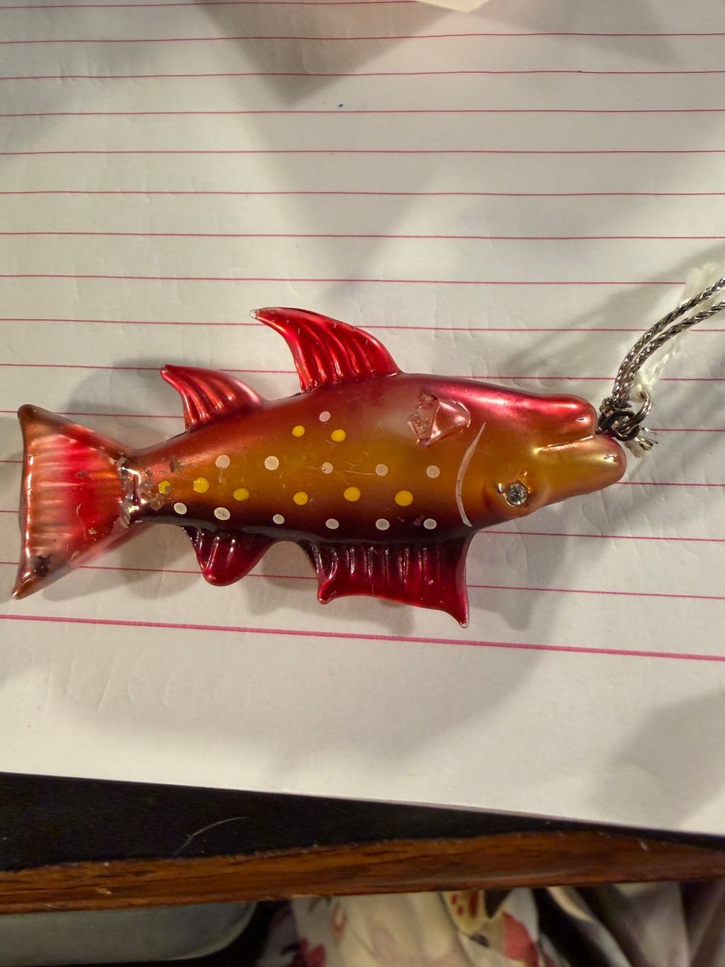 Glass Fish Christmas Ornament - Red Spotted Trout, 3 Inch