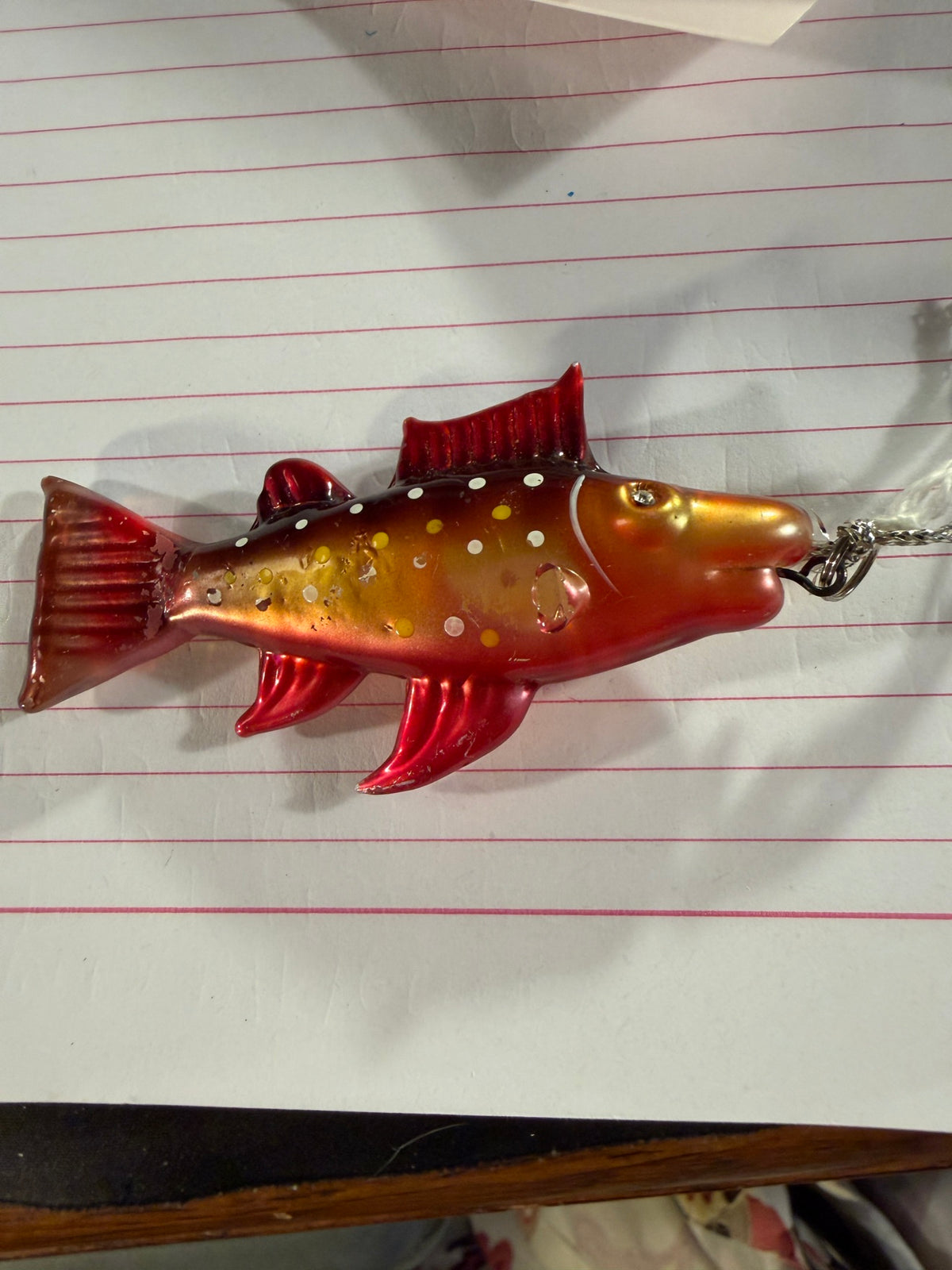 Glass Fish Christmas Ornament - Red Spotted Trout, 3 Inch