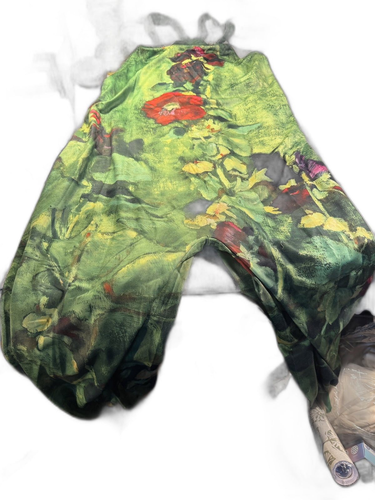 Red Rose Print Wide-Leg Onesie, Size XL