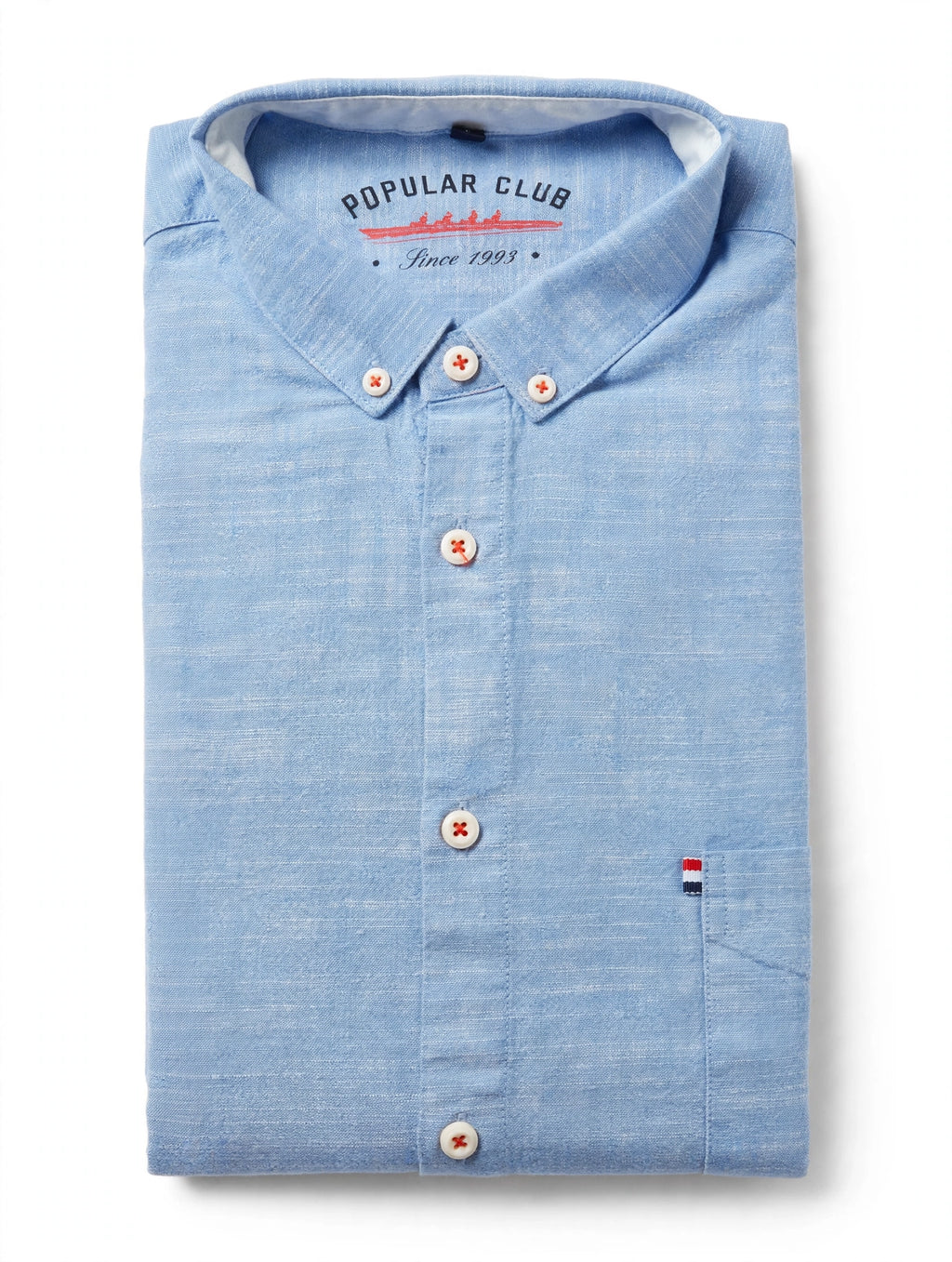 Popular Club Men's Button-Down Shirt – Blue, Large