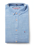 Popular Club Men's Button-Down Shirt – Blue, Large